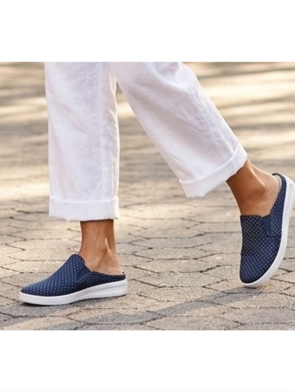 Comfortview The Camellia Slip On Sneaker Mule Denim Dot Size 8.5